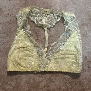 POL Lace Bralette in Pale Yellow Cream